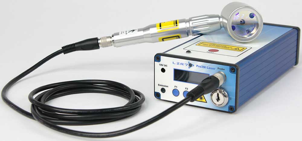 LZR7™ Pro3M laser controller system with example probe: 6.1W-or-a-3.1W probe